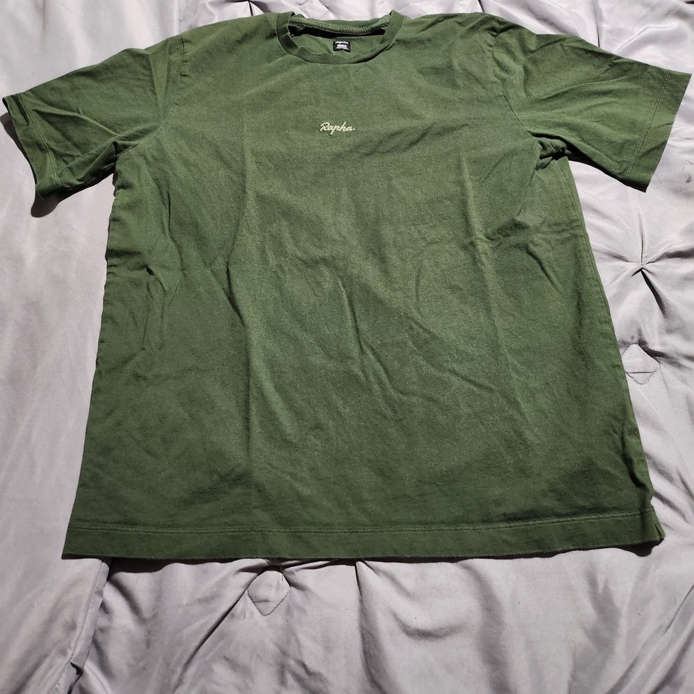Rapha Logo T-Shirt Mens Small Dark Green Cotton Short Sleeve Cycling Casual Tee